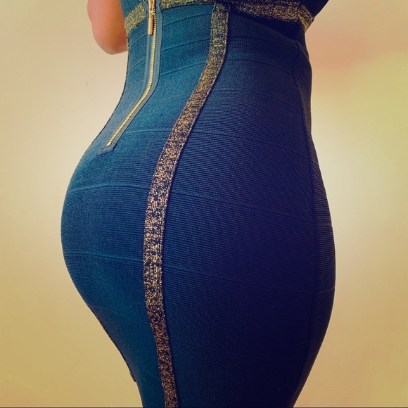 GUESS jet black and gold dress - Picture 2 of 7